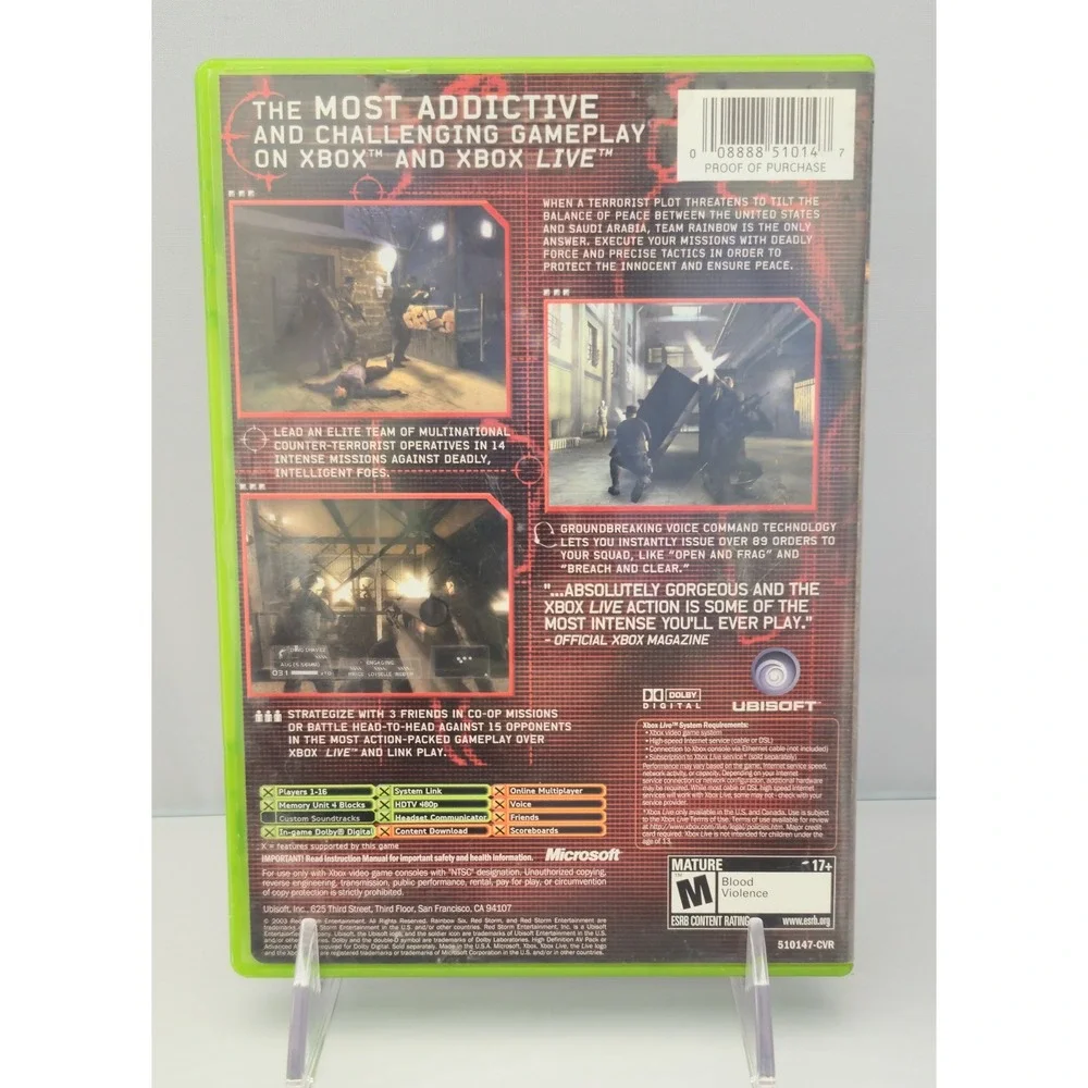 Tom Clancy's Rainbow Six 3 - Microsoft Xbox - Complete CIB‎ W/ Reg Card - Tested